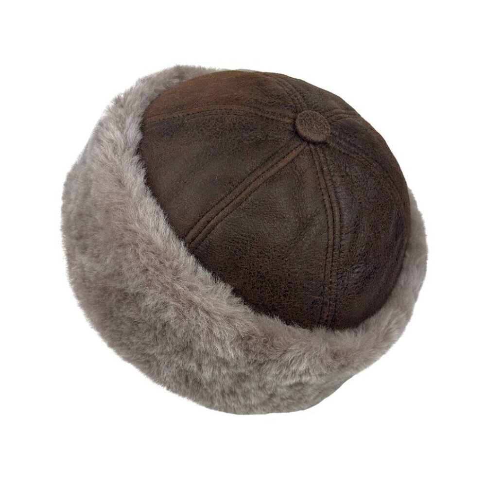 Real Leather Sheepskin Fur Beanie Hat Unisex